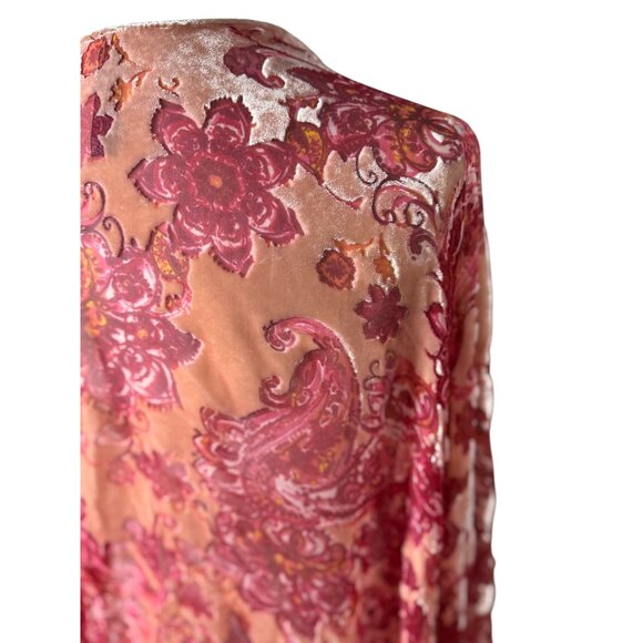 NEW Torrid Velvet Burnout Pink Red Whimsy Goth Fairy Kimono Cardigan Shawl Sheer - Picture 8 of 16